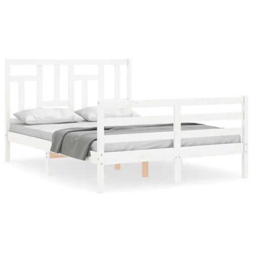 Sengeramme med sengegavl 140x200 cm massivt træ hvid
