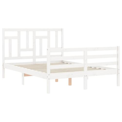 Sengeramme med sengegavl 140x200 cm massivt træ hvid