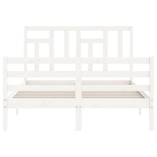 Sengeramme med sengegavl 140x200 cm massivt træ hvid