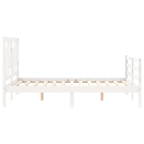 Sengeramme med sengegavl 140x200 cm massivt træ hvid