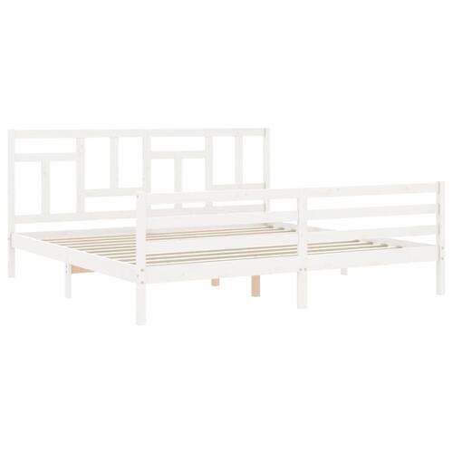 Sengeramme med sengegavl 200x200 cm massivt træ hvid