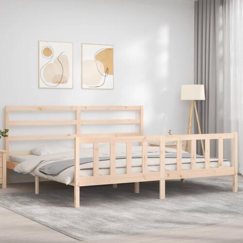 Sengeramme uden madras 200x200 cm massivt fyrretræ