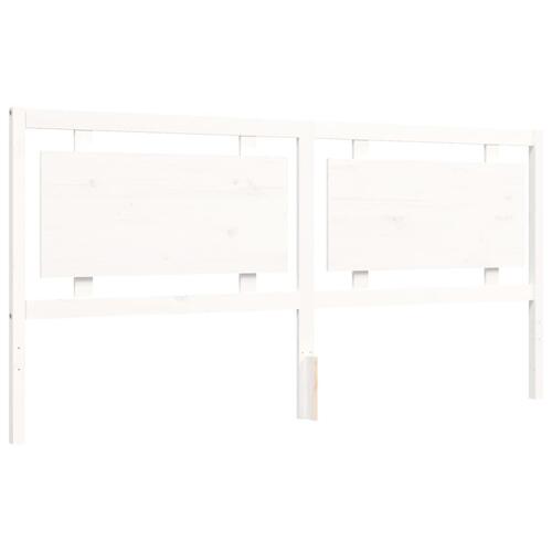 Sengeramme med sengegavl 200x200 cm massivt træ hvid