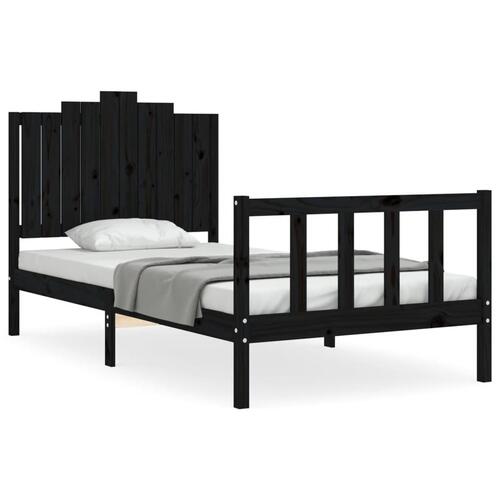 Sengeramme med sengegavl 100x200 cm massivt træ sort