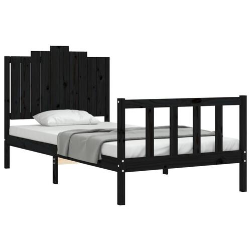 Sengeramme med sengegavl 100x200 cm massivt træ sort