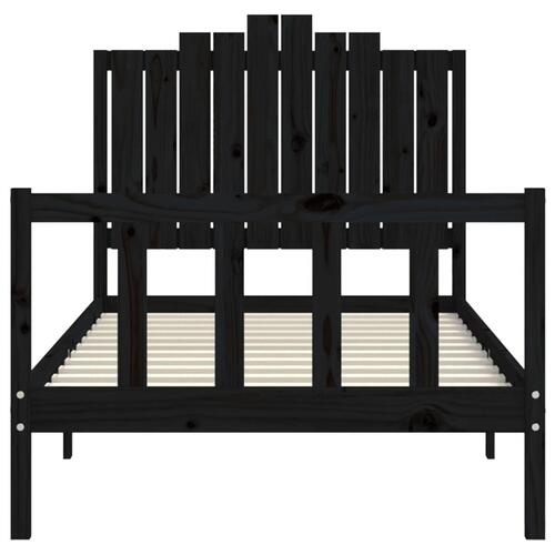 Sengeramme med sengegavl 100x200 cm massivt træ sort