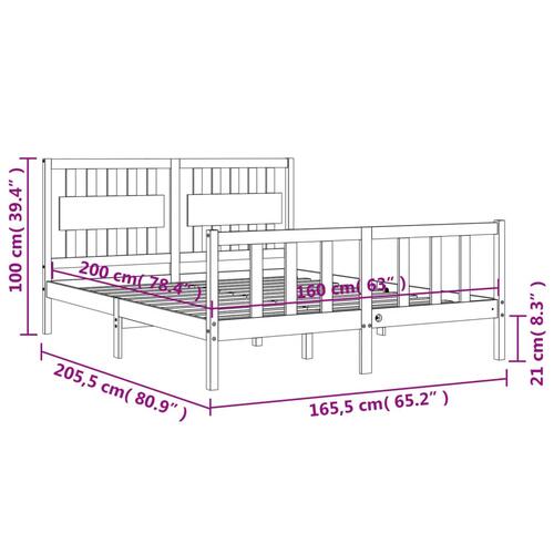 Sengeramme uden madras 160x200 cm massivt fyrretræ