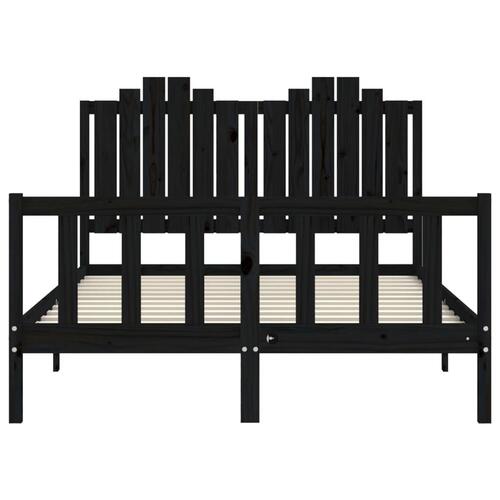 Sengeramme med sengegavl 140x190 cm massivt træ sort