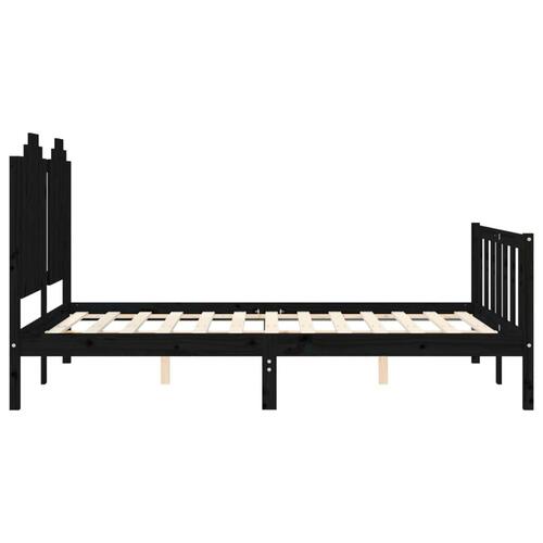 Sengeramme med sengegavl 140x190 cm massivt træ sort