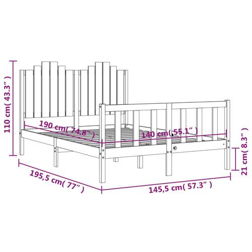 Sengeramme med sengegavl 140x190 cm massivt træ sort