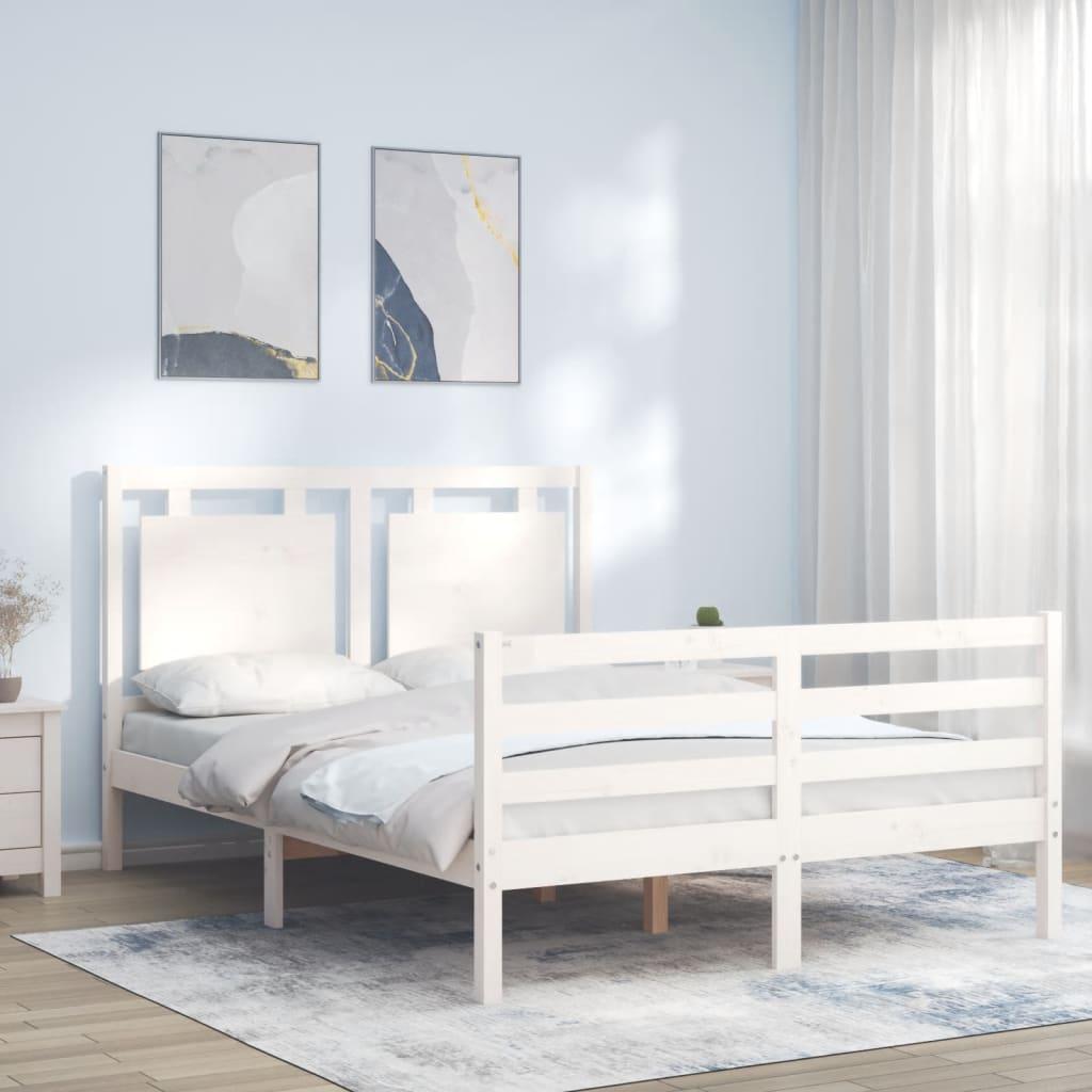 Sengeramme med sengegavl 120x200 cm massivt træ hvid
