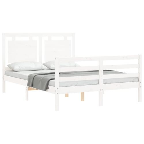 Sengeramme med sengegavl 120x200 cm massivt træ hvid