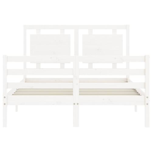 Sengeramme med sengegavl 120x200 cm massivt træ hvid