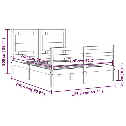 Sengeramme med sengegavl 120x200 cm massivt træ hvid