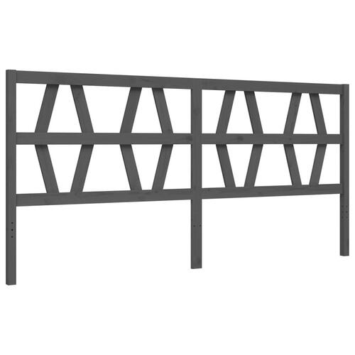 Sengeramme med sengegavl 200x200 cm massivt træ grå