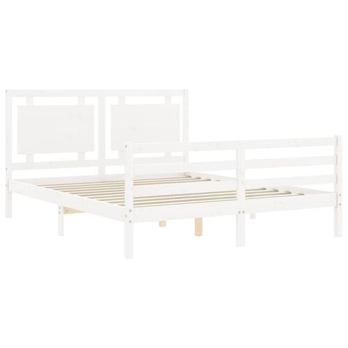 Sengeramme med sengegavl 160x200 cm massivt træ hvid