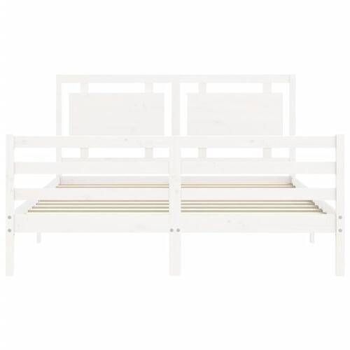 Sengeramme med sengegavl 160x200 cm massivt træ hvid