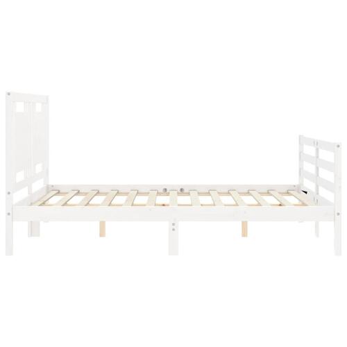 Sengeramme med sengegavl 160x200 cm massivt træ hvid