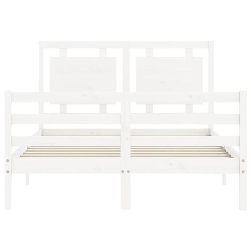 Sengeramme med sengegavl 140x190 cm massivt træ hvid