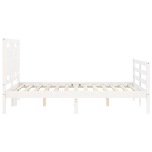 Sengeramme med sengegavl 140x190 cm massivt træ hvid