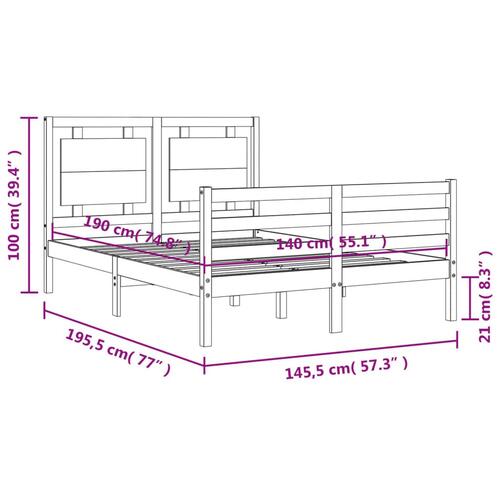 Sengeramme med sengegavl 140x190 cm massivt træ hvid