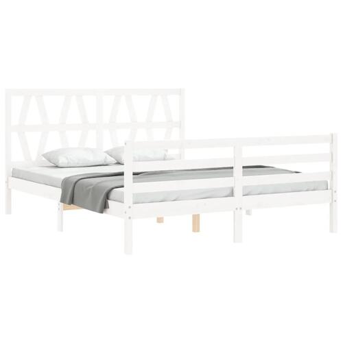 Sengeramme med sengegavl 160x200 cm massivt træ hvid