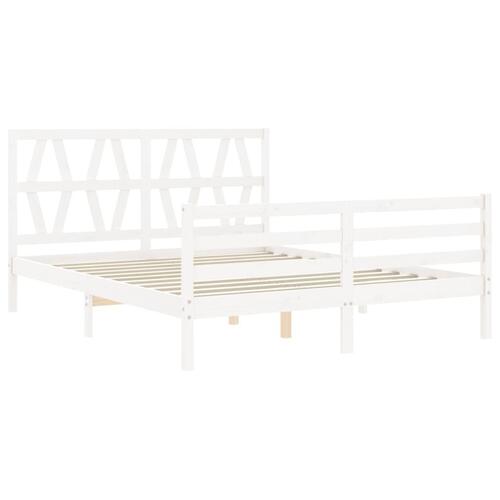 Sengeramme med sengegavl 160x200 cm massivt træ hvid