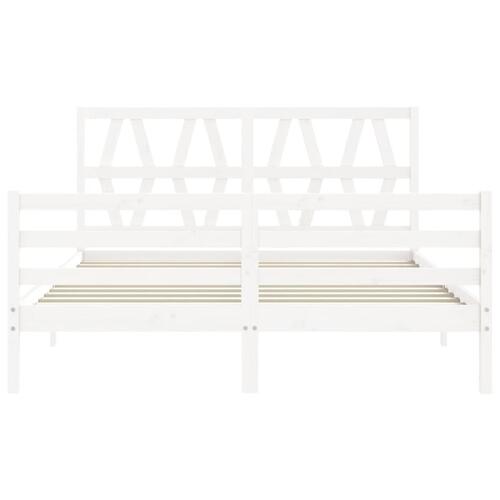Sengeramme med sengegavl 160x200 cm massivt træ hvid