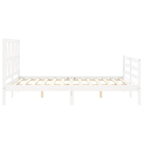 Sengeramme med sengegavl 160x200 cm massivt træ hvid