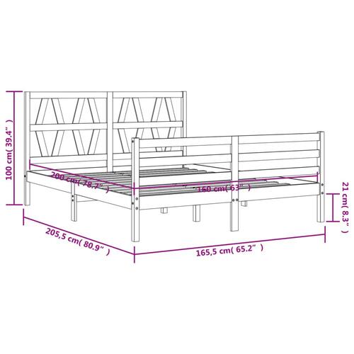 Sengeramme med sengegavl 160x200 cm massivt træ hvid