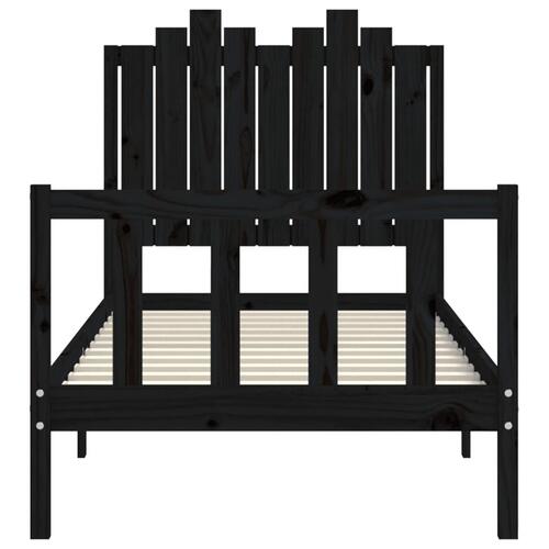 Sengeramme med sengegavl 90x190 cm massivt træ sort