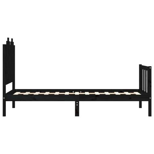 Sengeramme med sengegavl 90x190 cm massivt træ sort