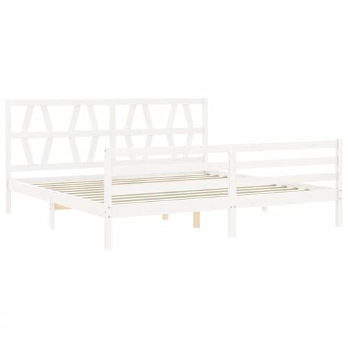 Sengeramme med sengegavl 200x200 cm massivt træ hvid