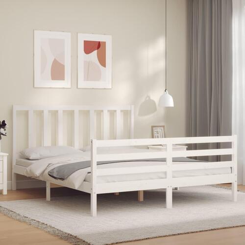 Sengeramme uden madras 160x200 cm massivt fyrretræ hvid
