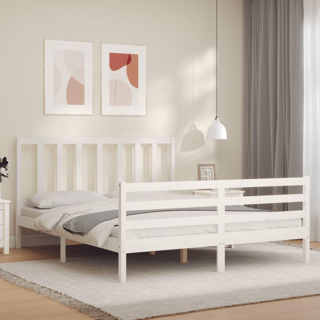 Sengeramme uden madras 160x200 cm massivt fyrretræ hvid