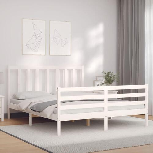 Sengeramme uden madras 160x200 cm massivt fyrretræ hvid