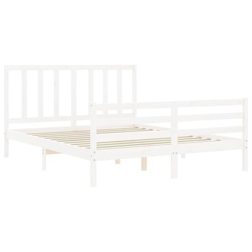 Sengeramme uden madras 160x200 cm massivt fyrretræ hvid