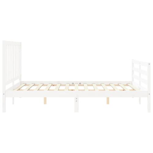 Sengeramme uden madras 160x200 cm massivt fyrretræ hvid