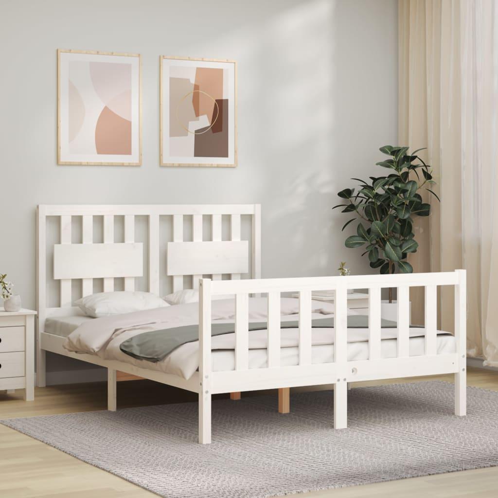 Sengeramme uden madras 140x190 cm massivt fyrretræ hvid