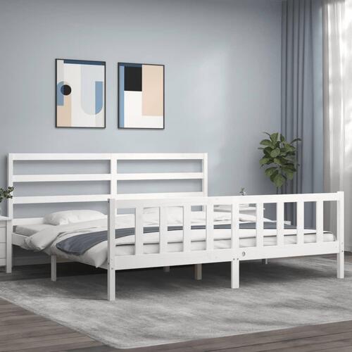 Sengeramme uden madras 200x200 cm massivt fyrretræ hvid