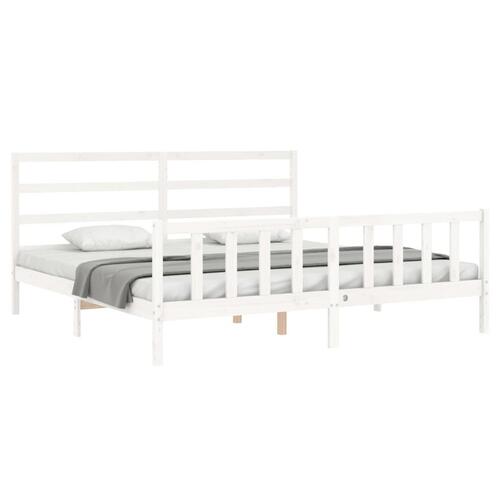 Sengeramme uden madras 200x200 cm massivt fyrretræ hvid