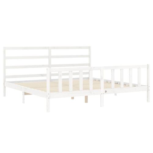 Sengeramme uden madras 200x200 cm massivt fyrretræ hvid