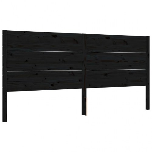 Sengeramme med sengegavl 200x200 cm massivt træ sort