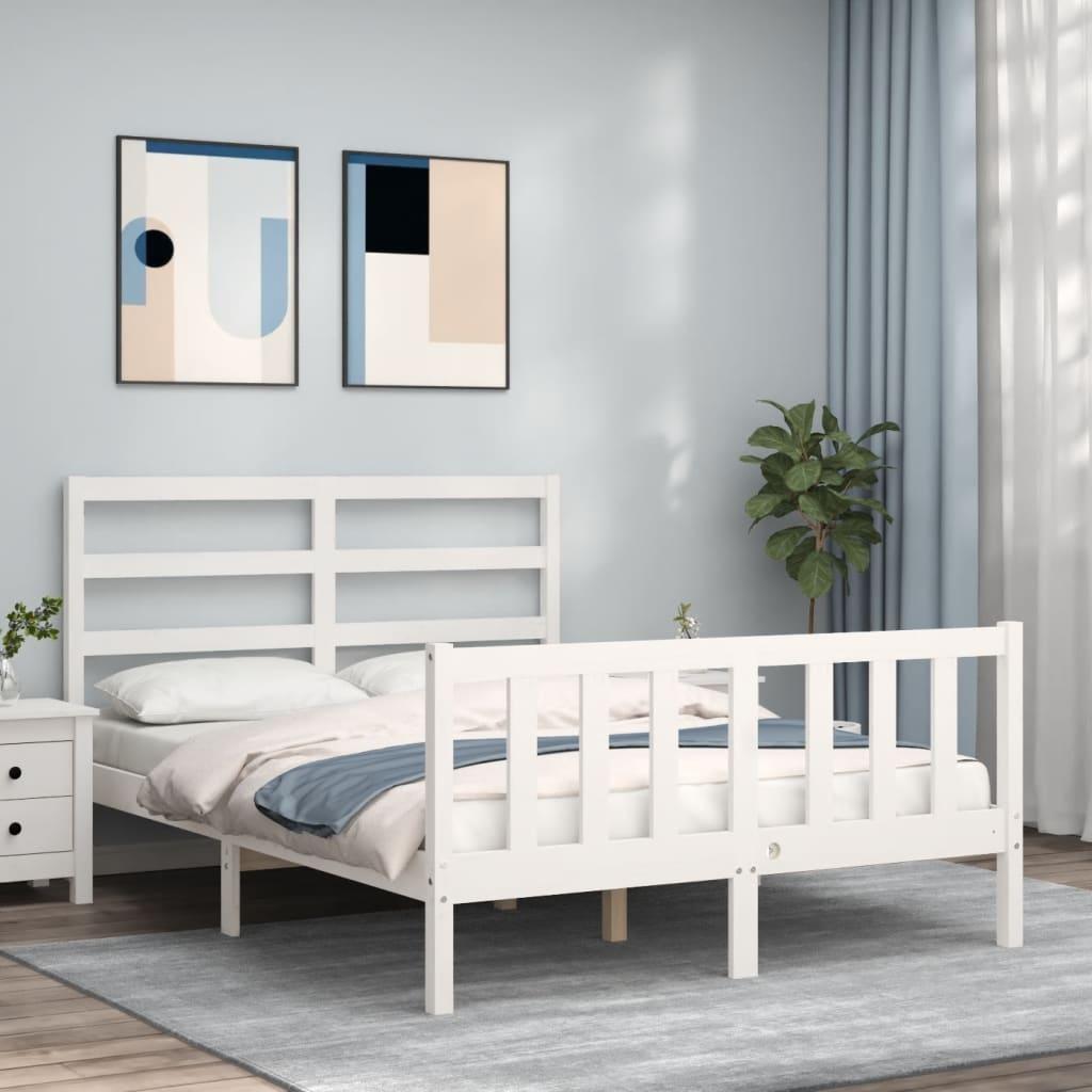 Sengeramme uden madras 120x200 cm massivt fyrretræ hvid