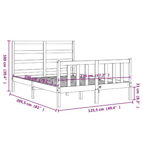 Sengeramme uden madras 120x200 cm massivt fyrretræ hvid