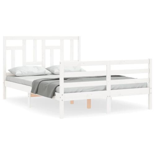 Sengeramme med sengegavl 120x200 cm massivt træ hvid