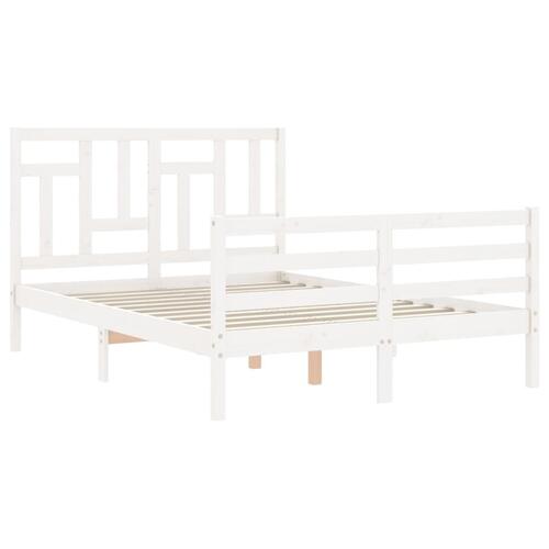 Sengeramme med sengegavl 120x200 cm massivt træ hvid