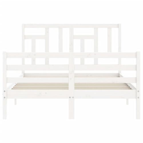 Sengeramme med sengegavl 120x200 cm massivt træ hvid