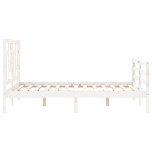 Sengeramme med sengegavl 120x200 cm massivt træ hvid