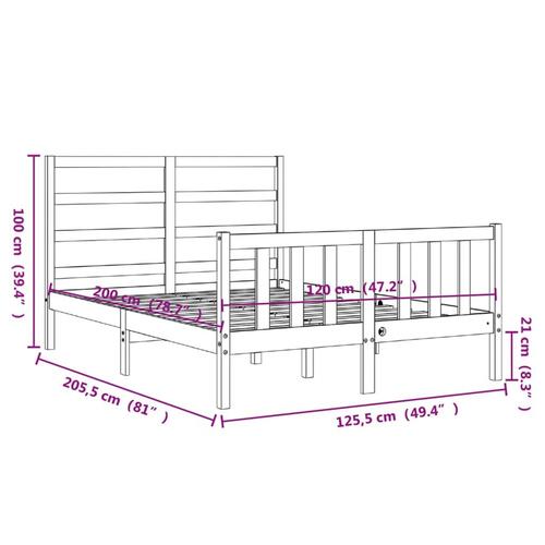 Sengeramme med sengegavl 120x200 cm massivt træ sort